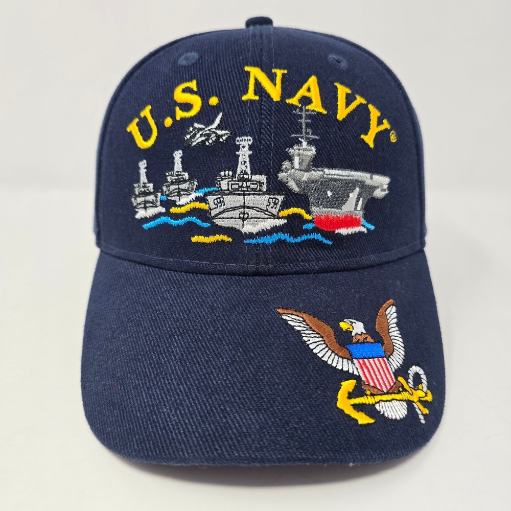 Eagle Emblems US Navy Ships Aircraft Hat Blue Cotton Adjustable Baseball Cap OS‎